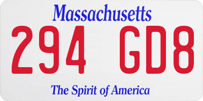 MA license plate 294GD8
