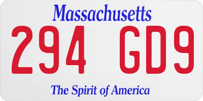 MA license plate 294GD9