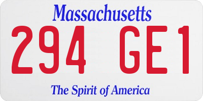 MA license plate 294GE1