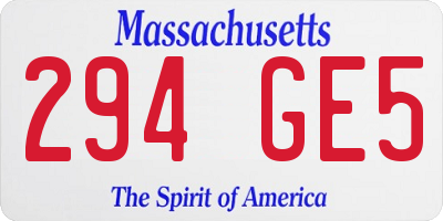 MA license plate 294GE5