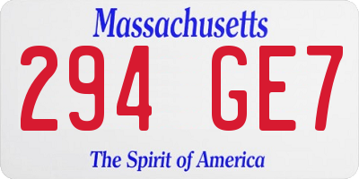 MA license plate 294GE7