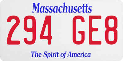 MA license plate 294GE8