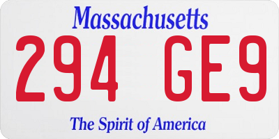 MA license plate 294GE9