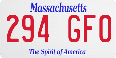 MA license plate 294GF0