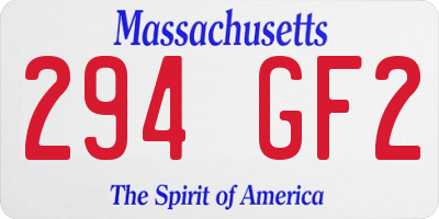 MA license plate 294GF2