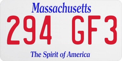 MA license plate 294GF3
