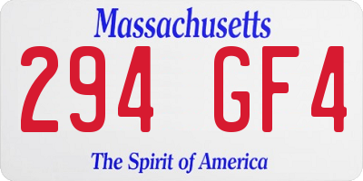MA license plate 294GF4