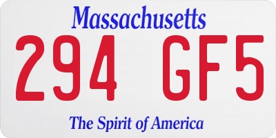 MA license plate 294GF5
