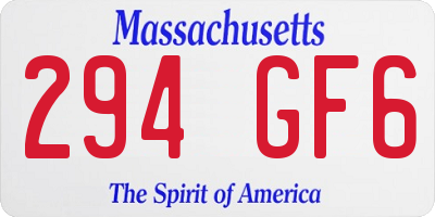 MA license plate 294GF6