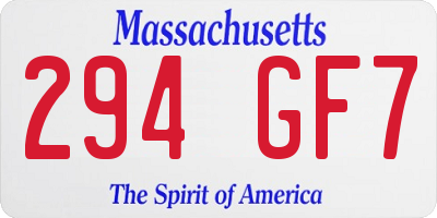 MA license plate 294GF7