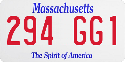 MA license plate 294GG1