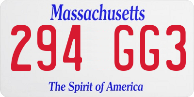 MA license plate 294GG3