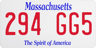 MA license plate 294GG5