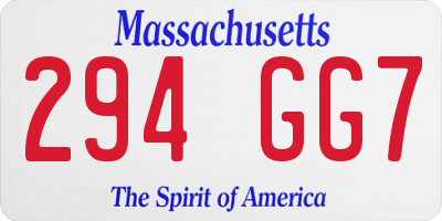 MA license plate 294GG7