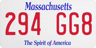 MA license plate 294GG8
