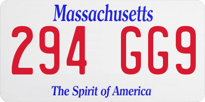 MA license plate 294GG9