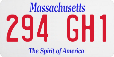 MA license plate 294GH1