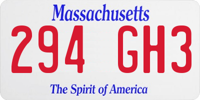 MA license plate 294GH3