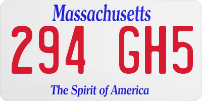MA license plate 294GH5