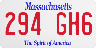 MA license plate 294GH6