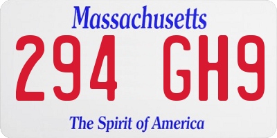 MA license plate 294GH9