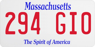 MA license plate 294GI0
