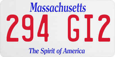 MA license plate 294GI2
