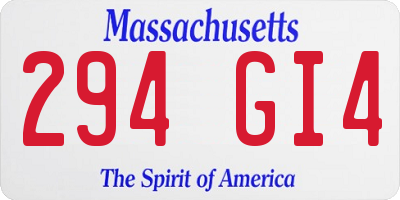 MA license plate 294GI4