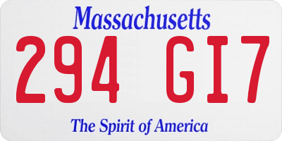 MA license plate 294GI7