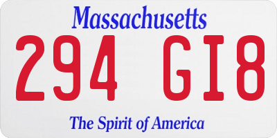 MA license plate 294GI8
