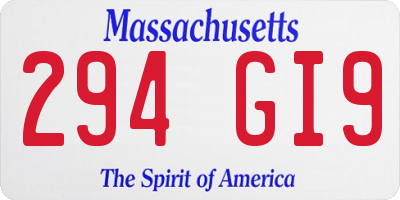 MA license plate 294GI9