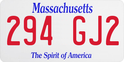 MA license plate 294GJ2
