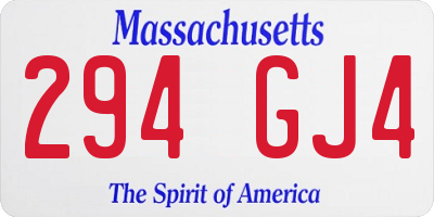 MA license plate 294GJ4