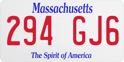 MA license plate 294GJ6