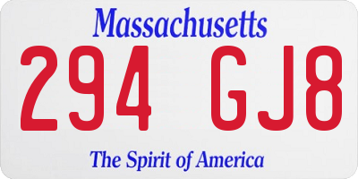 MA license plate 294GJ8