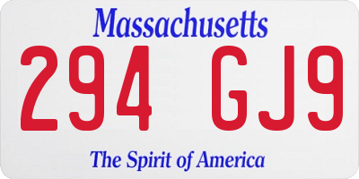 MA license plate 294GJ9