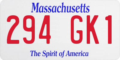 MA license plate 294GK1