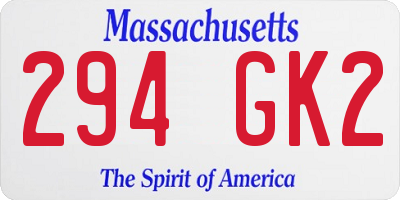 MA license plate 294GK2