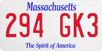 MA license plate 294GK3