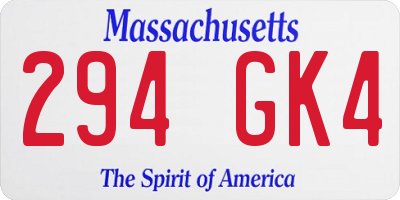MA license plate 294GK4