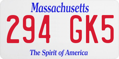MA license plate 294GK5