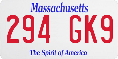 MA license plate 294GK9