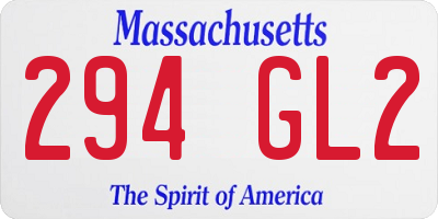 MA license plate 294GL2