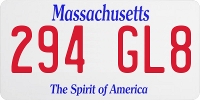 MA license plate 294GL8