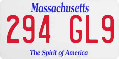 MA license plate 294GL9