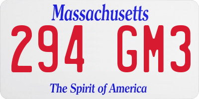 MA license plate 294GM3