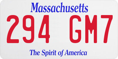 MA license plate 294GM7
