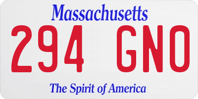 MA license plate 294GN0