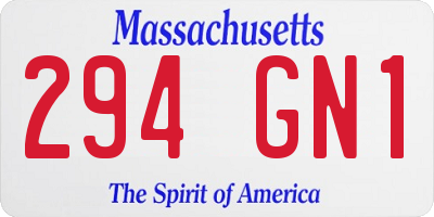 MA license plate 294GN1