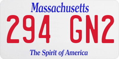 MA license plate 294GN2